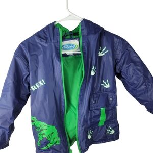 Boys Kids T rex raincoat clock wise 4T blue green
